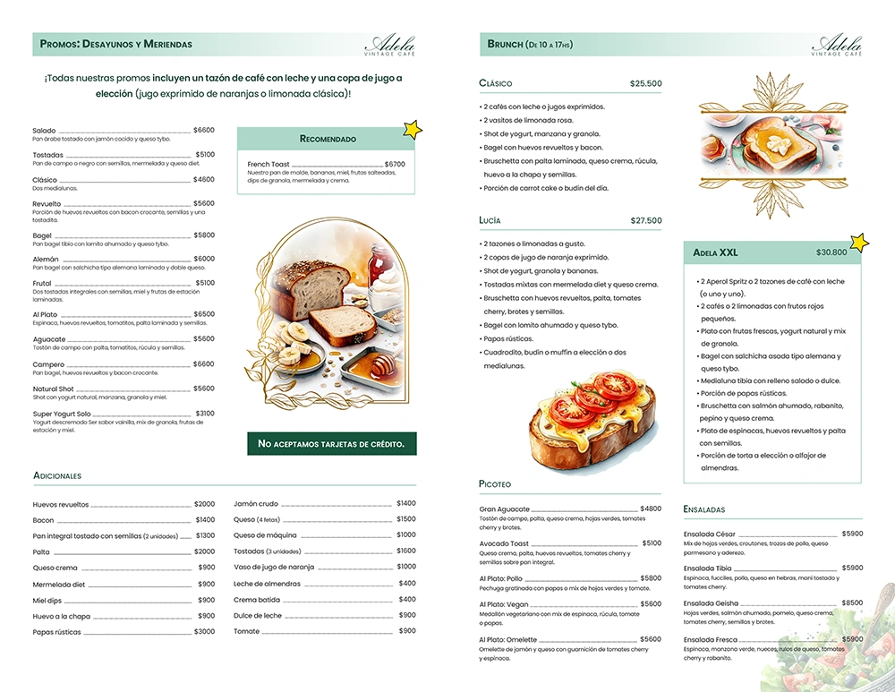 Adela Vintage Café Menu Redesign