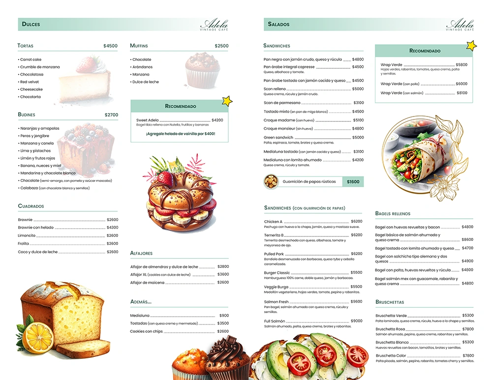 Adela Vintage Café Menu Redesign