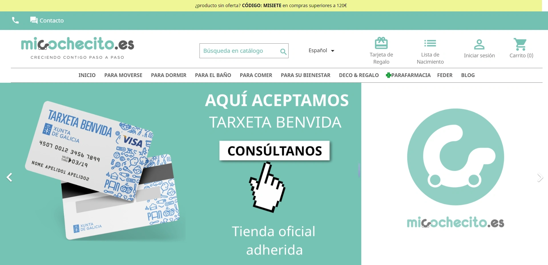 Screen capture from the Mi Cochecito landing page