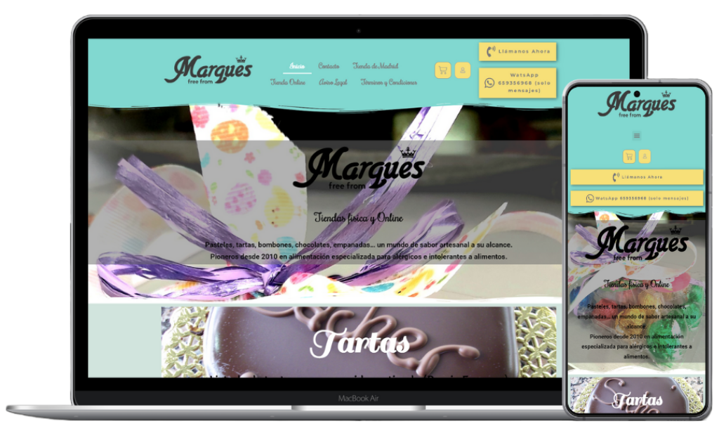 Original pastry shop WordPress lading page